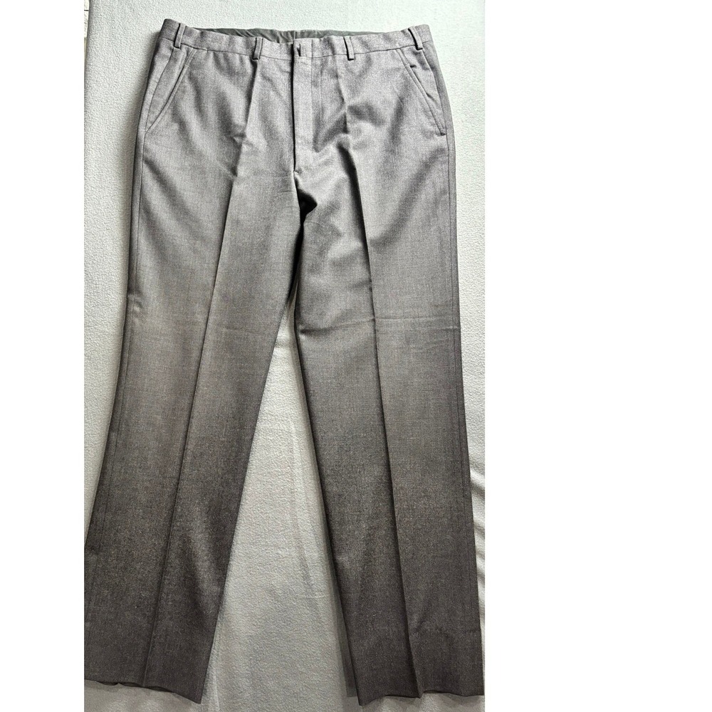 Brooks Brothers Makers VTG Dress Pants Mens 38X32 Gray Wool Flat Trousers USA